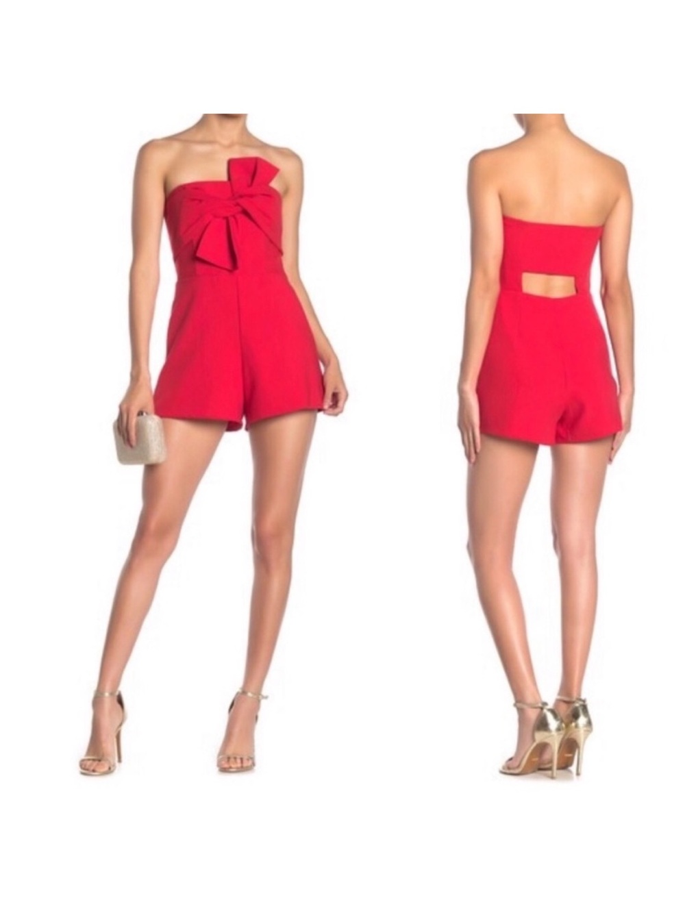 Do+Be Red Strapless Romper with Bow Accent Do + Be